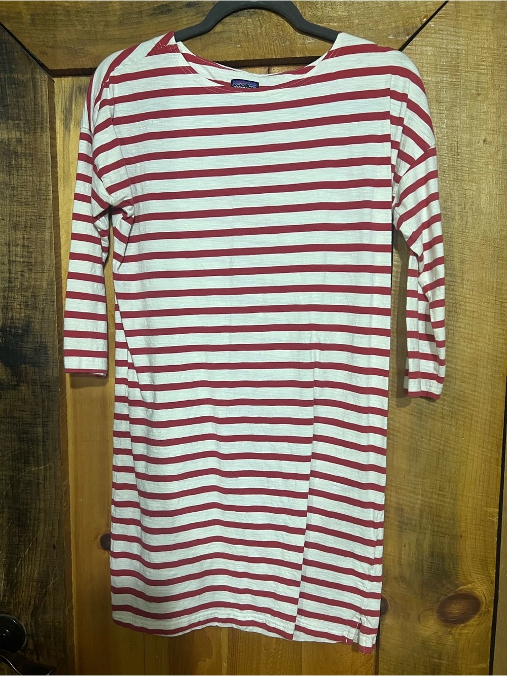 Patagonia Red and White Striped Long Sleeve Dress